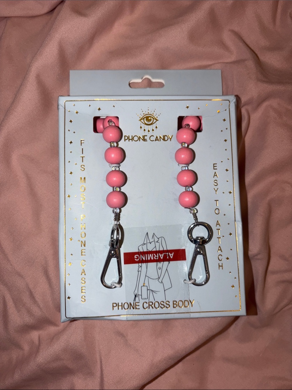 Pink Beaded Phone Crossbody Strap